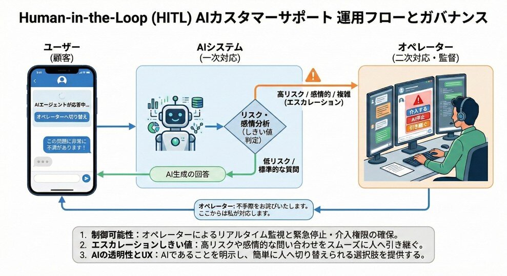 AIカスタマーサポート運用フローとガバナンス