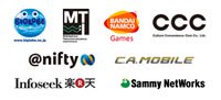 BIGLOBE, MT, BANDAI NAMCO Games, CCC, @nifty, CA.MOBILE, Infoseek 楽天, Sammy NetWorks