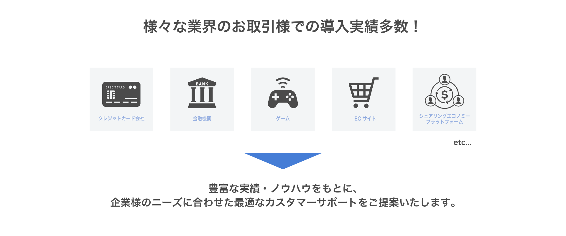 様々な業界でカスタマーサポート実績あり