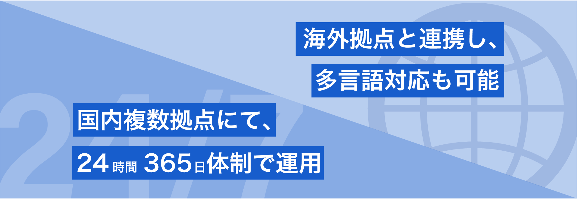 24時間365日体制保持、マルチリンガル対応も可能