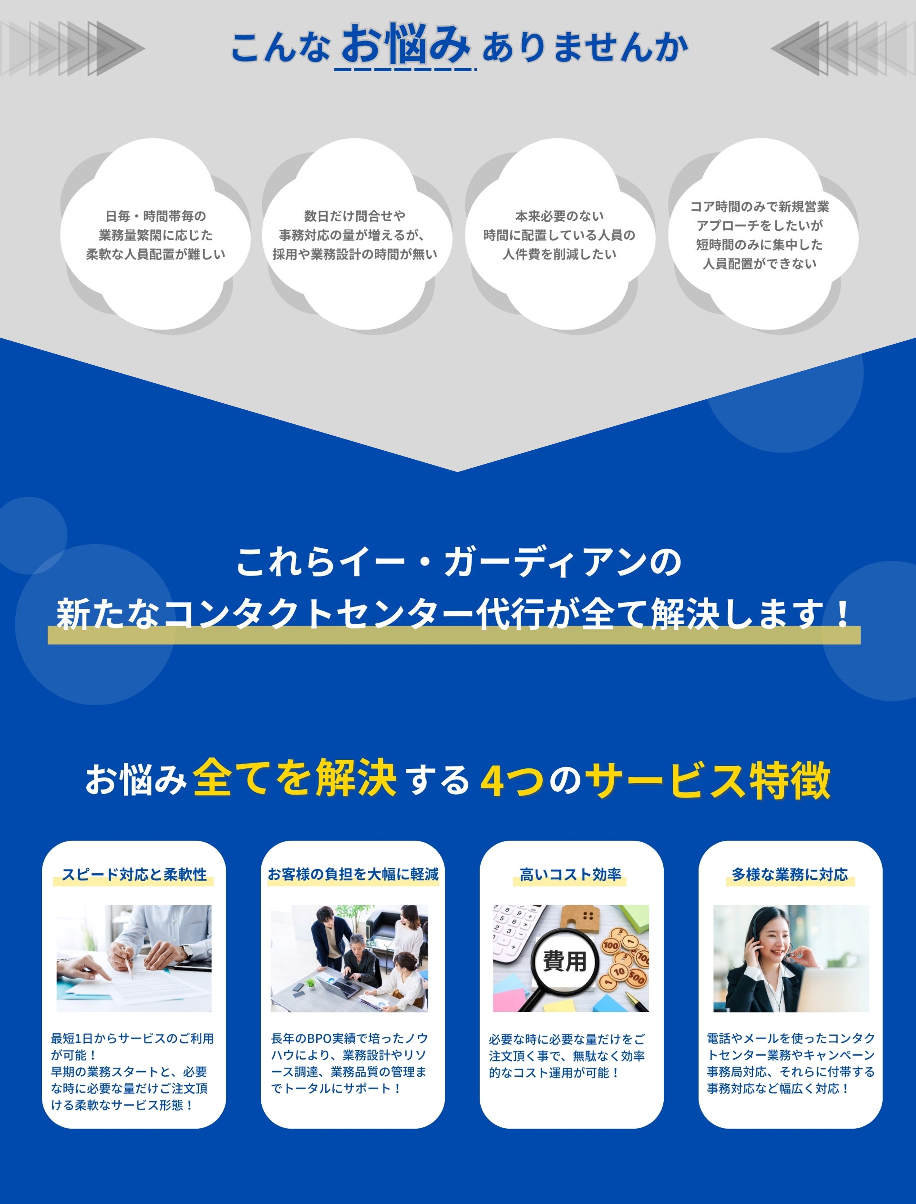 人手不足のお悩み、イー・ガーディアンのコンタクトセンター代行サービスが解決します！