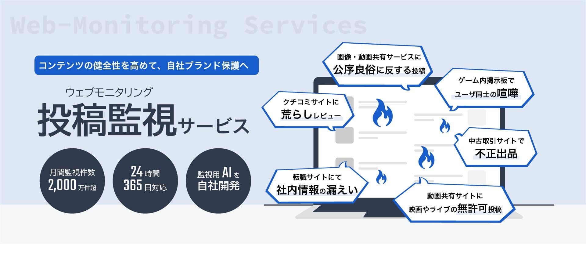 ウェブモニタリングで悪意ある投稿から企業を守ります！
